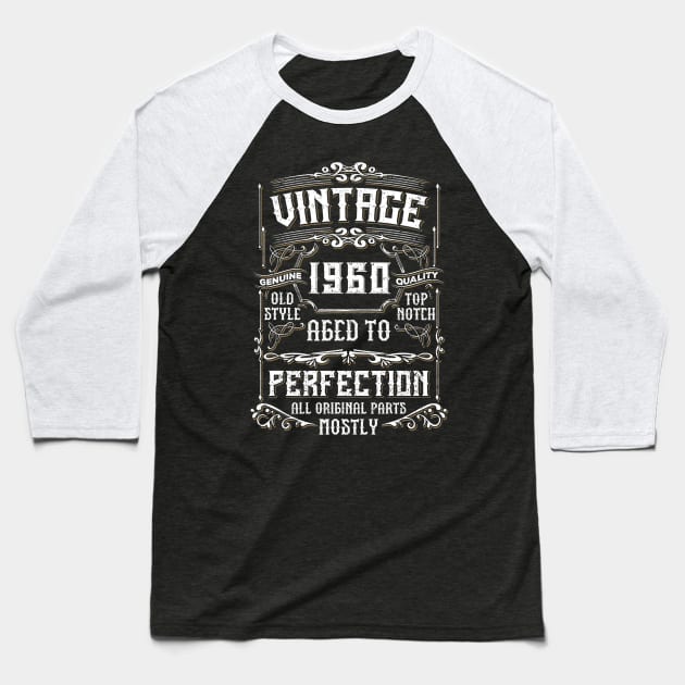 60 Years Old Born in 1960 Vintage 60th Birthday T-Shirt Baseball T-Shirt by Hot food